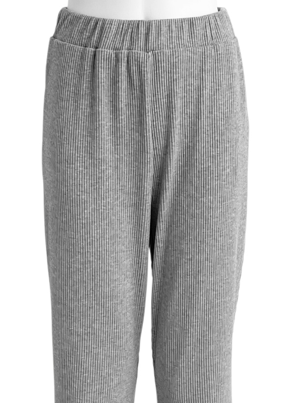 裾レースリブフレアパンツ