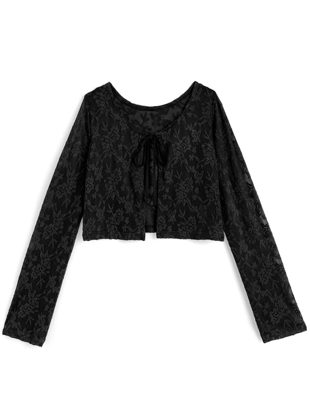 花柄シアーショート丈カーディガン