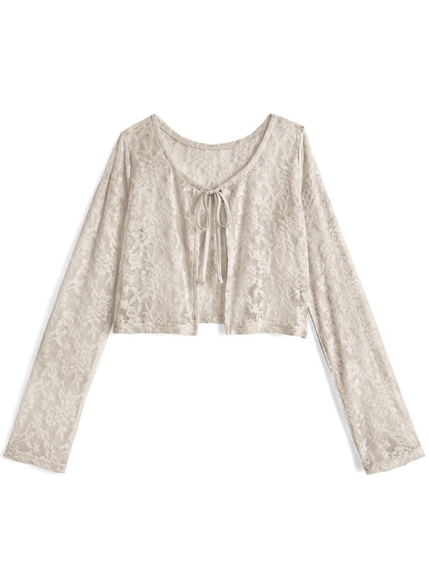 花柄シアーショート丈カーディガン