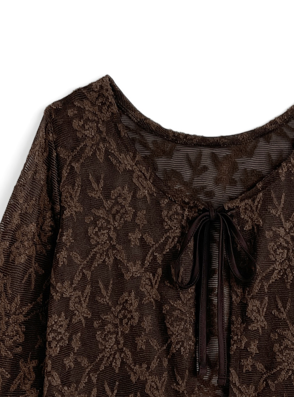 花柄シアーショート丈カーディガン