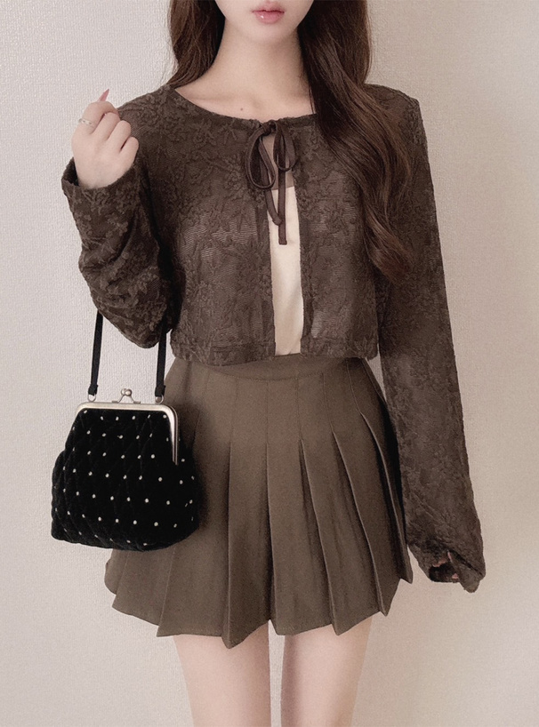 花柄シアーショート丈カーディガン