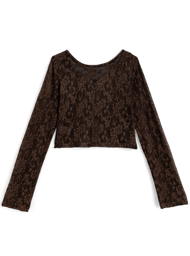 花柄シアーショート丈カーディガン