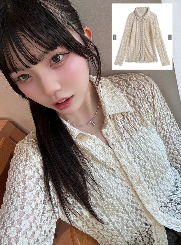 フラワーレースシャツ