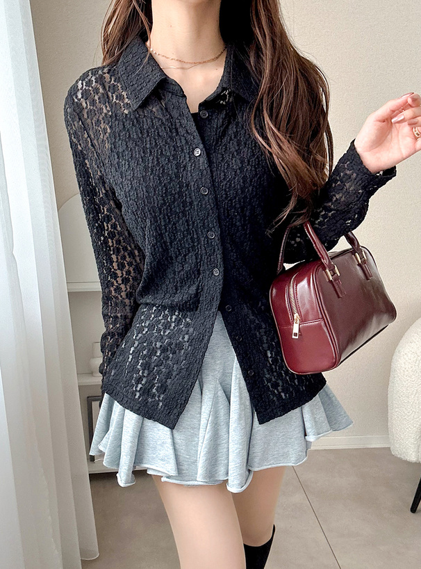 フラワーレースシャツ