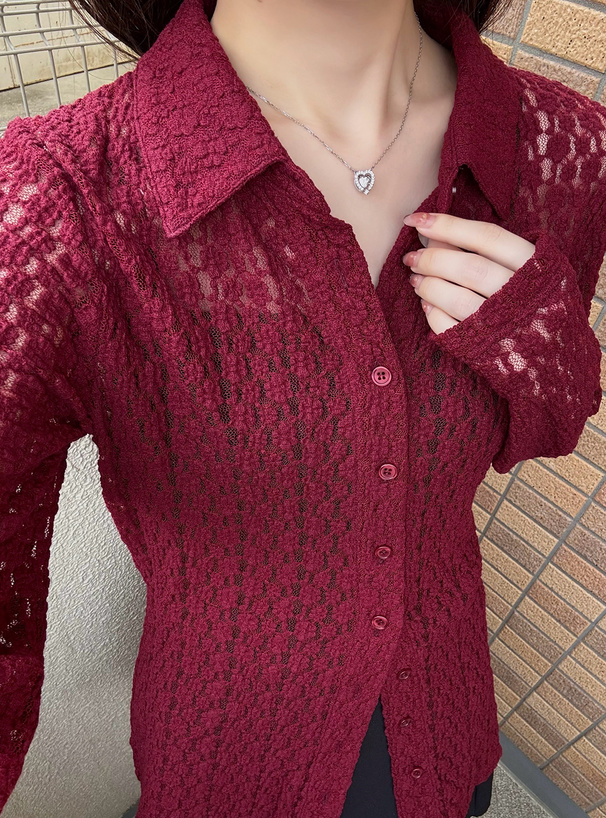 フラワーレースシャツ