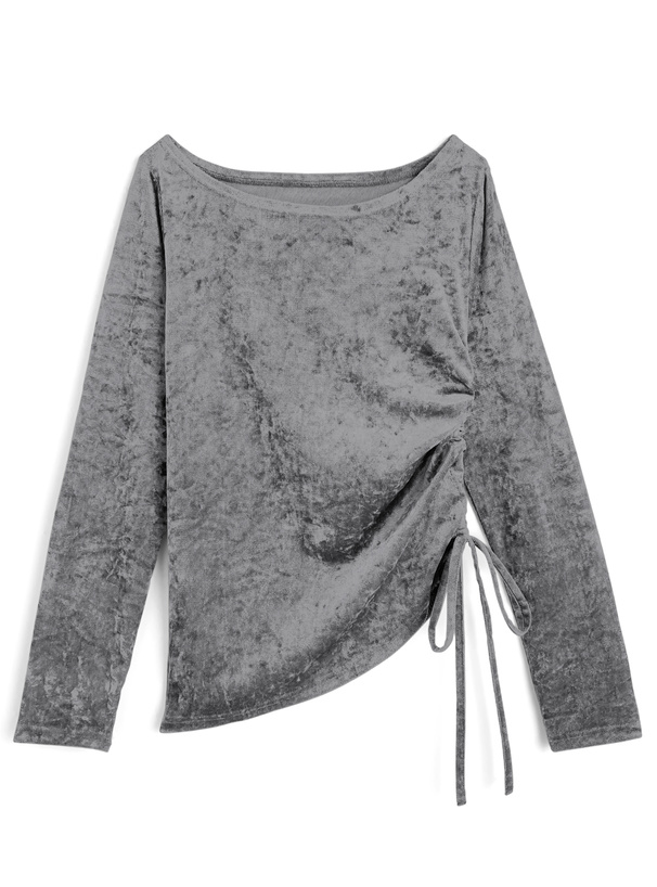 アシンメトリードロストシアーベロアトップス