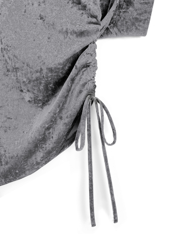 アシンメトリードロストシアーベロアトップス