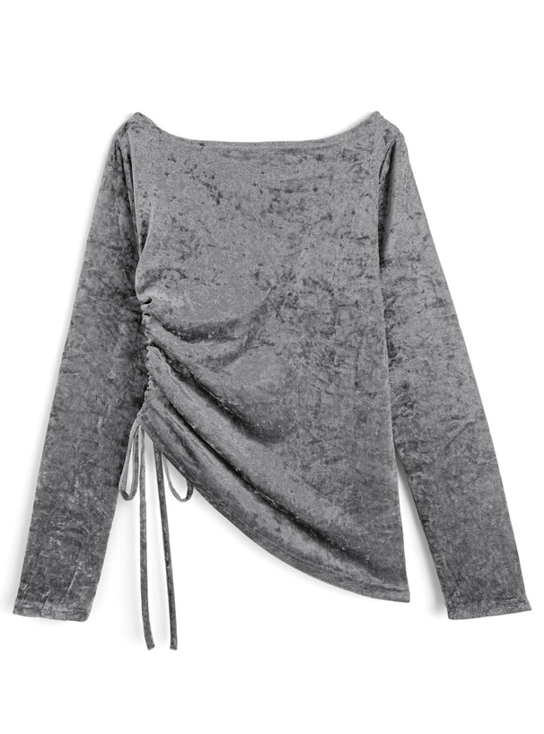 アシンメトリードロストシアーベロアトップス