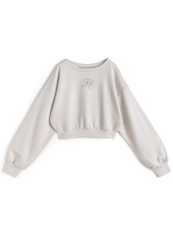 ラインストーンロゴスウェットトップス