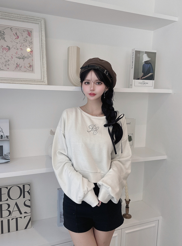 ラインストーンロゴスウェットトップス