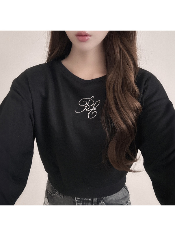 ラインストーンロゴスウェットトップス[sm354] | レディース