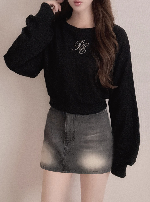 ラインストーンロゴスウェットトップス[sm354] | レディース