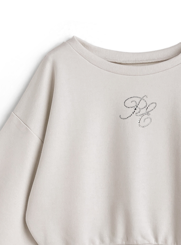 ラインストーンロゴスウェットトップス