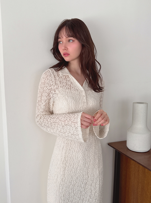 ぺチコート付きカットレースロングワンピース