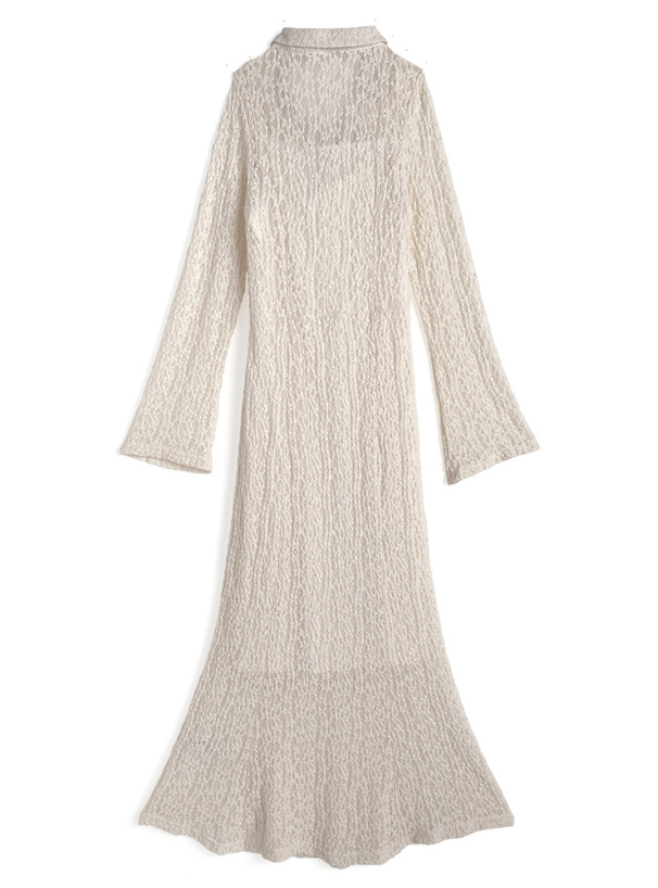 ぺチコート付きカットレースロングワンピース