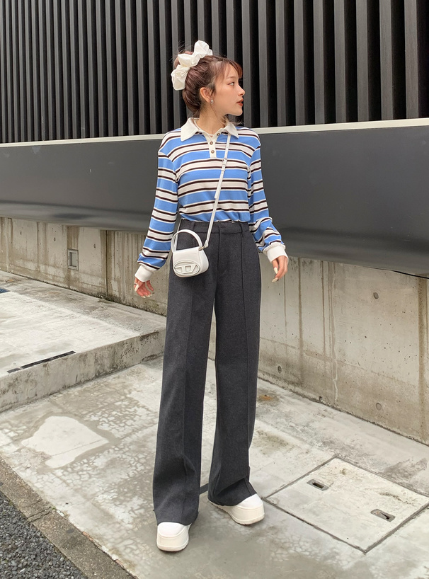 miwausagiさま専用 センターシーム圧縮ニットワイドパンツ[sm363] | レディース