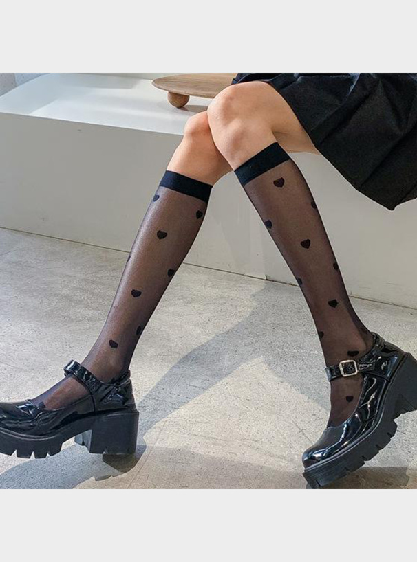 ハート柄シアーソックス