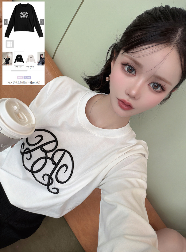 モノグラム刺繍ロンT