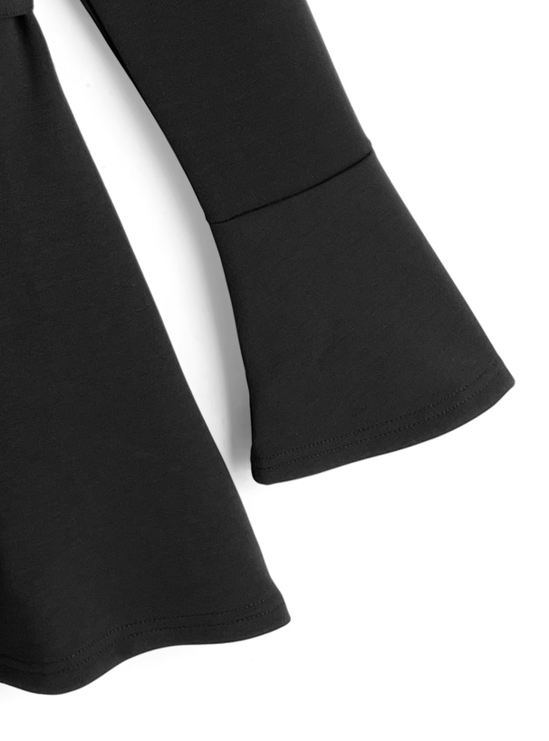 ベルト付きバックリボンフレアミニワンピース