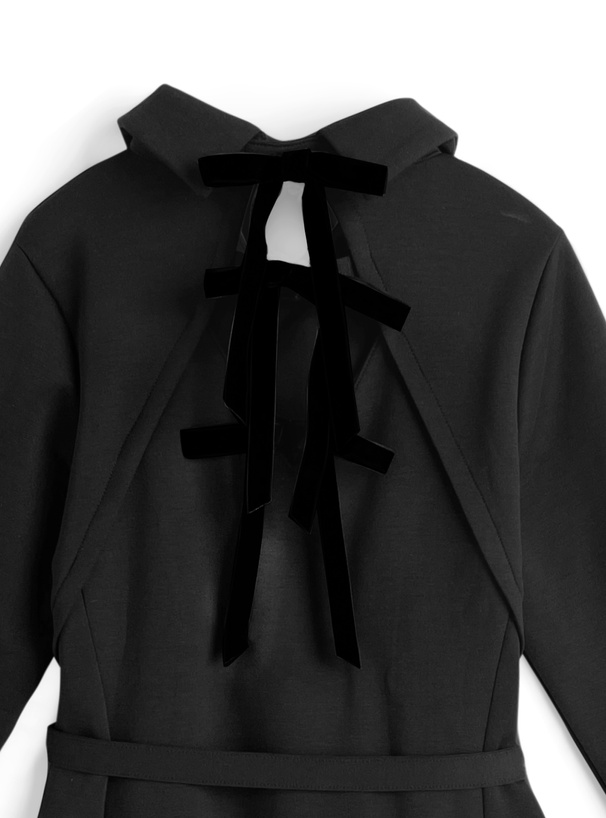 ベルト付きバックリボンフレアミニワンピース