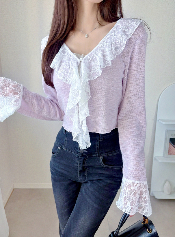 ラッフルレースフリルカーディガン