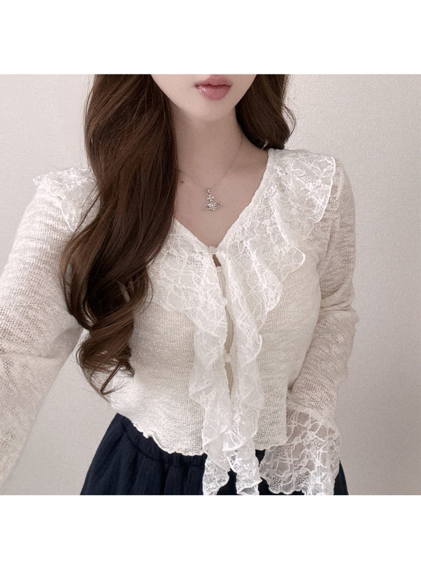ラッフルレースフリルカーディガン