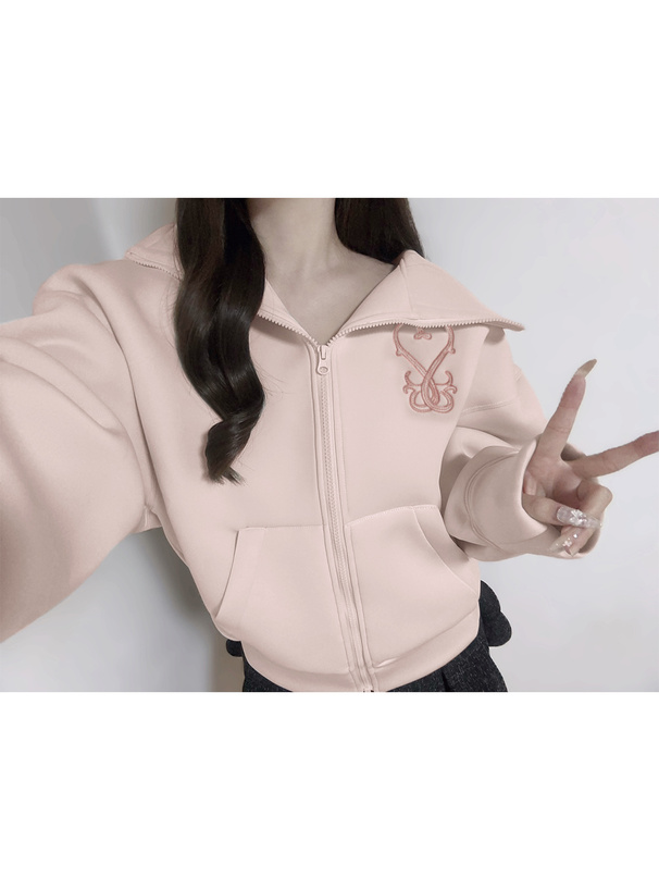 ロゴ刺繍オーバーサイズジップパーカー