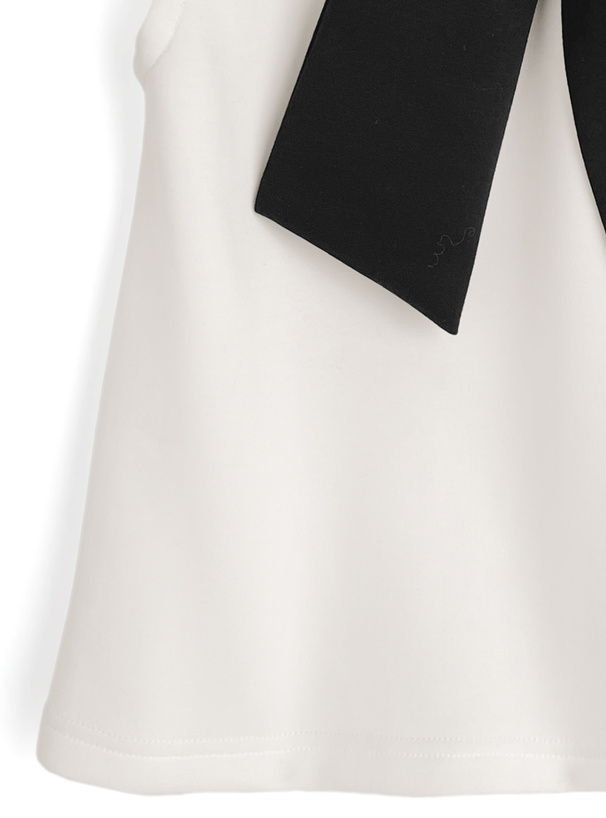 配色ボウタイフレンチスリーブトップス