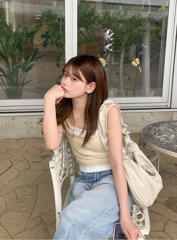 小花柄レイヤード風キャミソール