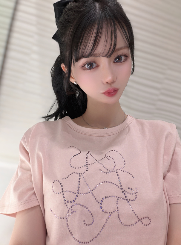 ラインストーンロゴTシャツ