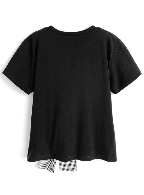 ギンガムチェック柄ダブルリボンTシャツ