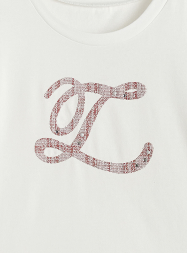 ツイードロゴ刺繍Tシャツ