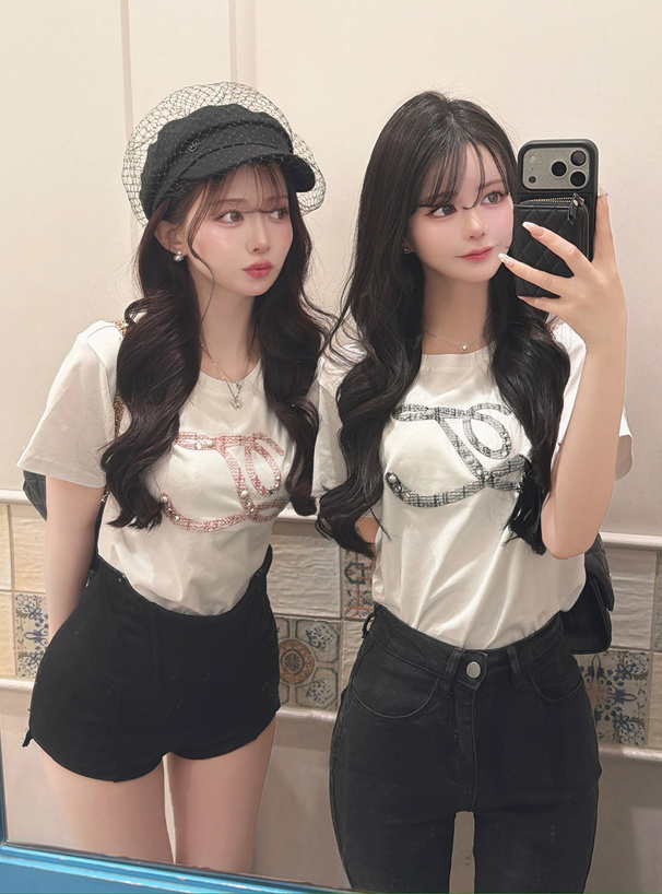ツイードロゴ刺繍Tシャツ