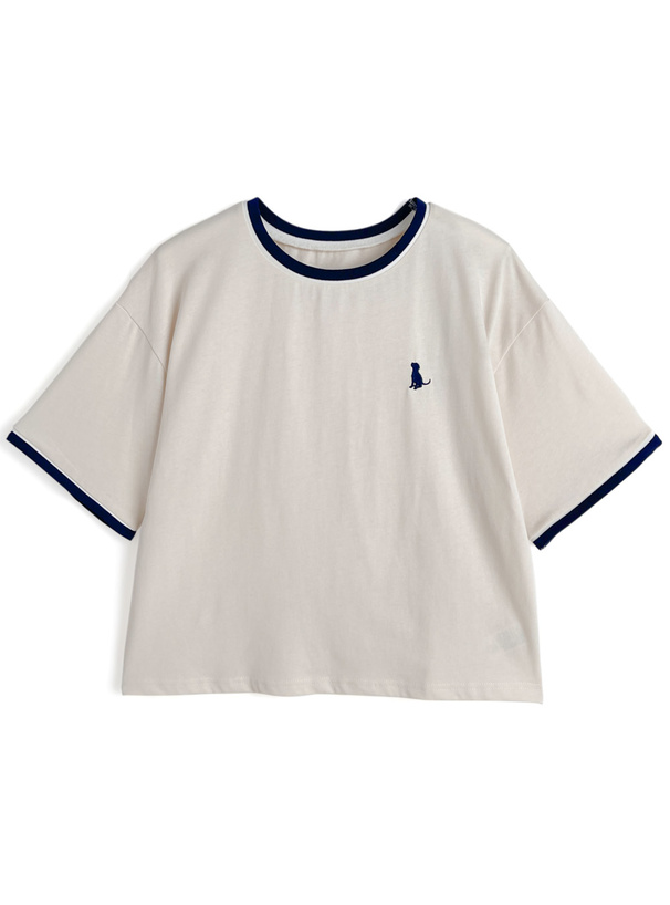 配色ラインロゴ刺繍Tシャツ