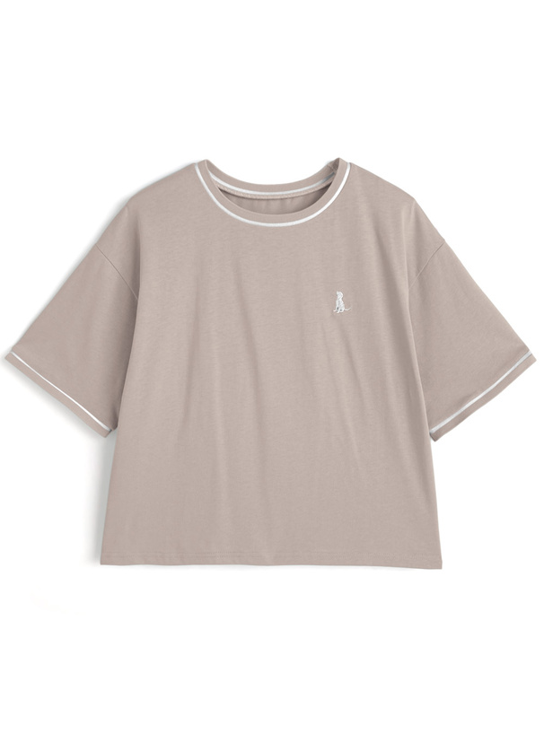配色ラインロゴ刺繍Tシャツ