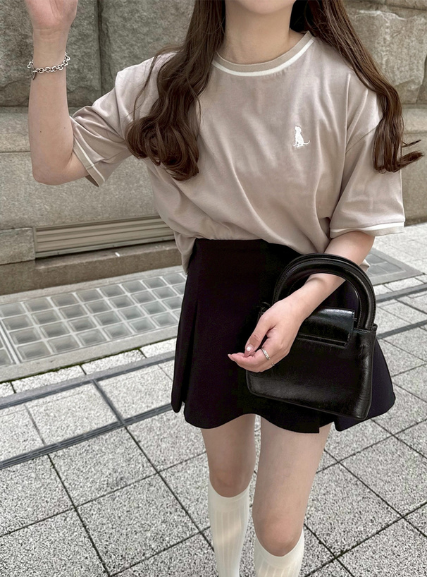 配色ラインロゴ刺繍Tシャツ