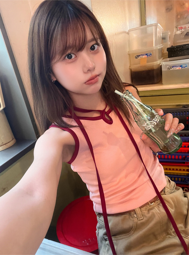 配色クロスネックタンクトップ