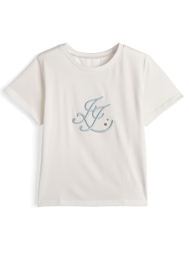 立体刺繍ロゴビジューTシャツ