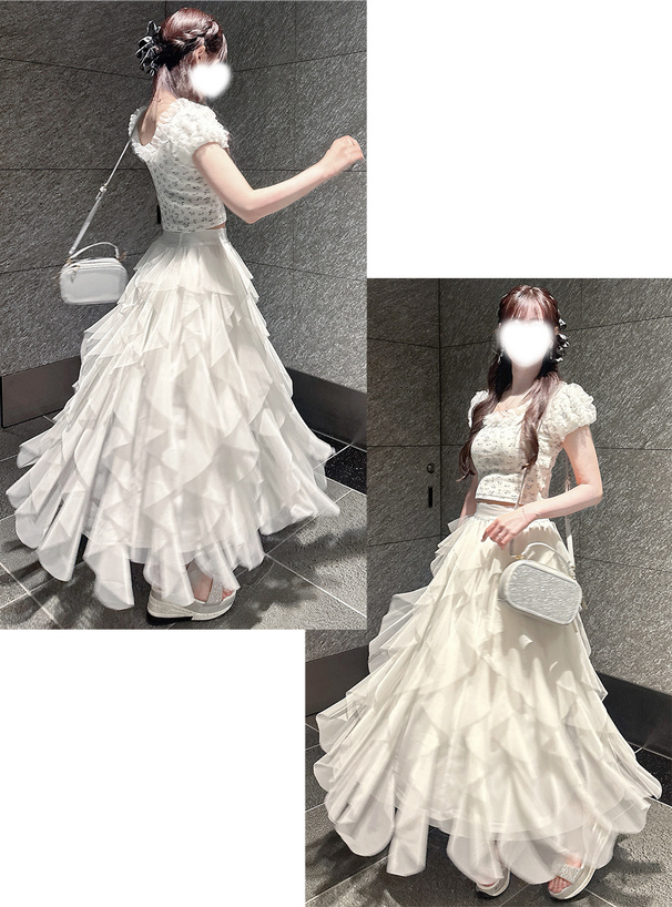 ラッフルフリルチュールスカート