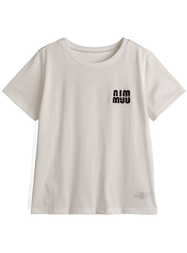 ドット柄ロゴ刺繍Tシャツ