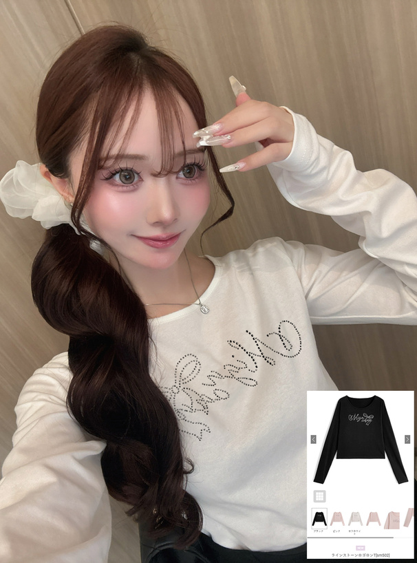 ラインストーンロゴロンT