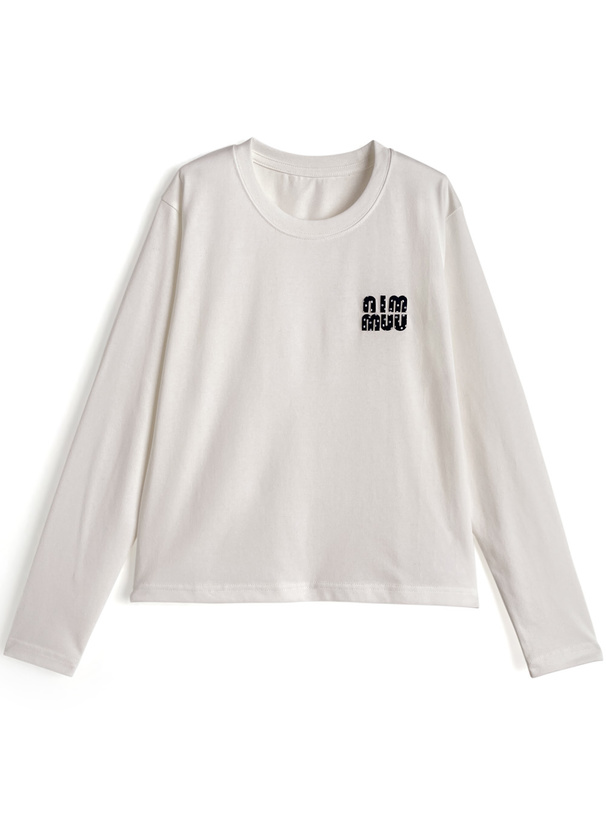 ドット柄ロゴ刺繍ロンT
