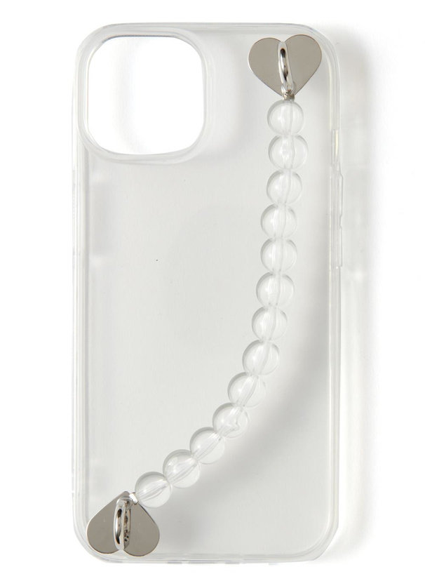ハートクリアビーズスマホチェーンストラップ