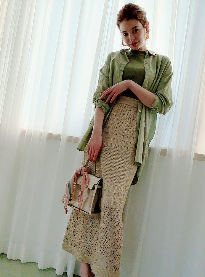 クロシェ編みロングスカート