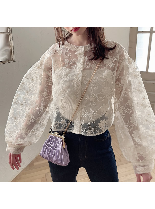 前後2way花柄刺繍オーガンジーブラウス Snk962 レディースファッション通販のグレイル Grl 公式