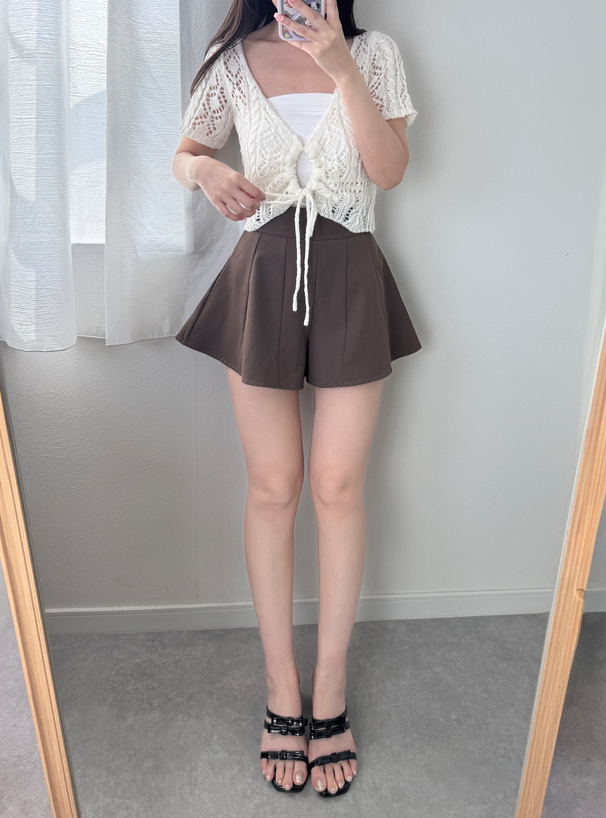 透かし編みドロストニットトップス