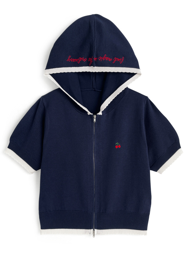 【BURBERRY】レタリングロゴ刺繍 ニットジップパーカー 2024秋冬ファッション】バーバリー パーカー メンズ 黒 フード