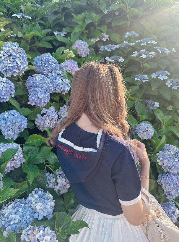 チェリー刺繍ダブルジップニットパーカー