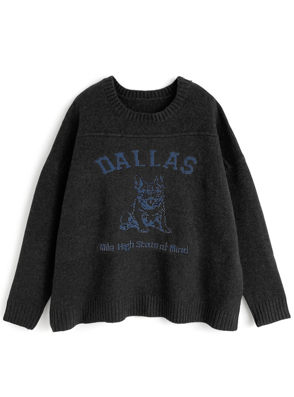 ブルドックロゴニットトップス