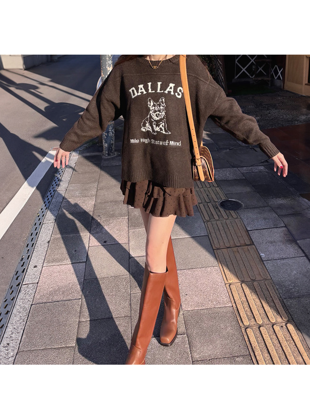 ブルドックロゴニットトップス